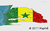 Flag Panoramic Map of Senegal, single color outside, satellite sea