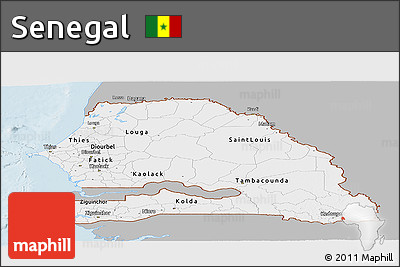 Gray Panoramic Map of Senegal, single color outside