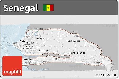Gray Panoramic Map of Senegal, single color outside