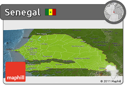 Physical Panoramic Map of Senegal, darken