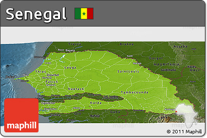 Physical Panoramic Map of Senegal, darken