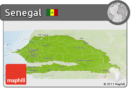 Physical Panoramic Map of Senegal, lighten