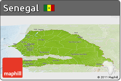 Physical Panoramic Map of Senegal, lighten
