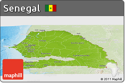Physical Panoramic Map of Senegal, lighten, land only