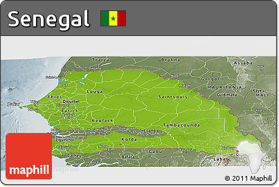 Physical Panoramic Map of Senegal, semi-desaturated