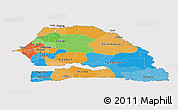 Political Panoramic Map of Senegal, cropped outside