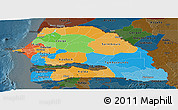 Political Panoramic Map of Senegal, darken