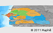 Political Panoramic Map of Senegal, desaturated, land only