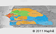 Political Panoramic Map of Senegal, desaturated