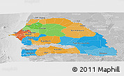 Political Panoramic Map of Senegal, lighten, desaturated