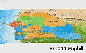 Political Panoramic Map of Senegal, satellite outside, bathymetry sea