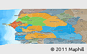 Political Panoramic Map of Senegal, semi-desaturated, land only