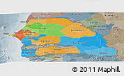 Political Panoramic Map of Senegal, semi-desaturated