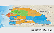 Political Panoramic Map of Senegal, shaded relief outside