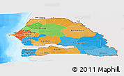 Political Panoramic Map of Senegal, single color outside, bathymetry sea
