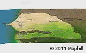 Satellite Panoramic Map of Senegal, darken, land only
