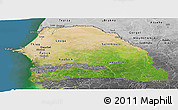 Satellite Panoramic Map of Senegal, desaturated, land only