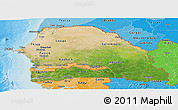 Satellite Panoramic Map of Senegal, political shades outside