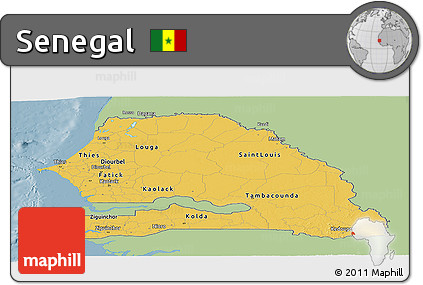 Savanna Style Panoramic Map of Senegal, single color outside