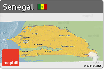 Savanna Style Panoramic Map of Senegal, single color outside