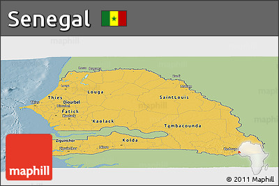 Savanna Style Panoramic Map of Senegal, single color outside