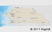 Shaded Relief Panoramic Map of Senegal, lighten, desaturated, land only