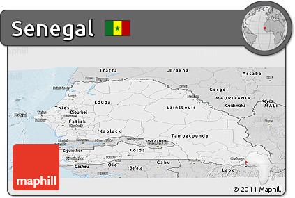 Silver Style Panoramic Map of Senegal