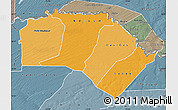 Political Shades Map of Podor, semi-desaturated
