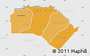 Political Shades Map of Podor, single color outside