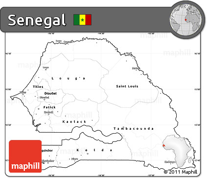 Blank Simple Map of Senegal, cropped outside