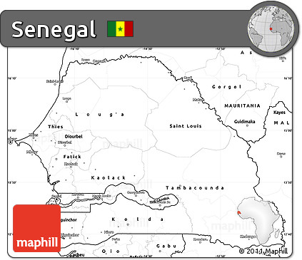 Blank Simple Map of Senegal