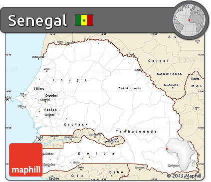 Classic Style Simple Map of Senegal