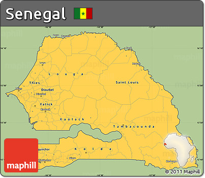 Savanna Style Simple Map of Senegal, cropped outside