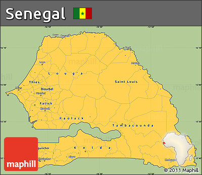 Savanna Style Simple Map of Senegal, cropped outside