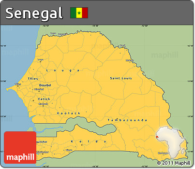 Savanna Style Simple Map of Senegal, single color outside