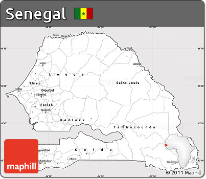 Silver Style Simple Map of Senegal, cropped outside