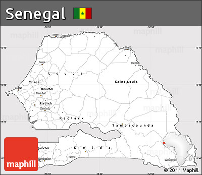 Silver Style Simple Map of Senegal, cropped outside