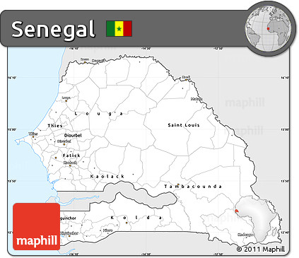 Silver Style Simple Map of Senegal, single color outside