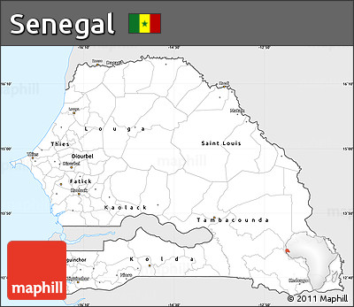 Silver Style Simple Map of Senegal, single color outside