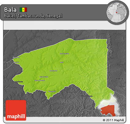 Physical 3D Map of Bala, darken, desaturated