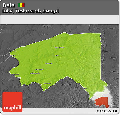 Physical 3D Map of Bala, darken, desaturated