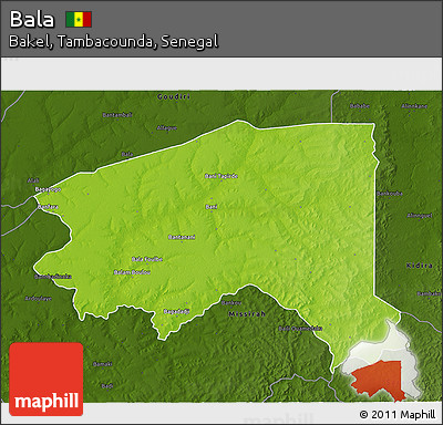 Physical 3D Map of Bala, darken