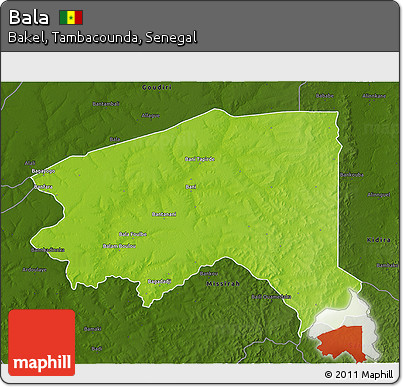 Physical 3D Map of Bala, darken