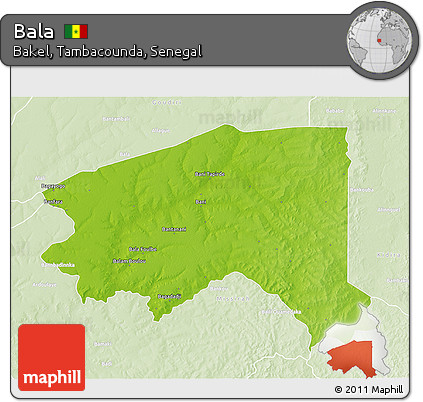 Physical 3D Map of Bala, lighten