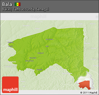 Physical 3D Map of Bala, lighten