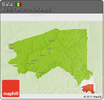 Physical 3D Map of Bala, lighten