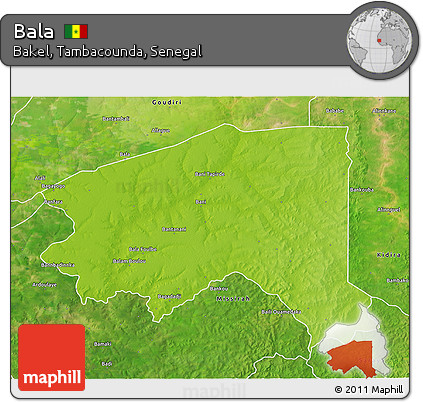 Physical 3D Map of Bala, satellite outside