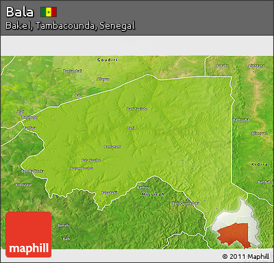 Physical 3D Map of Bala, satellite outside