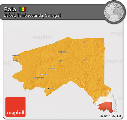 Political 3D Map of Bala, cropped outside
