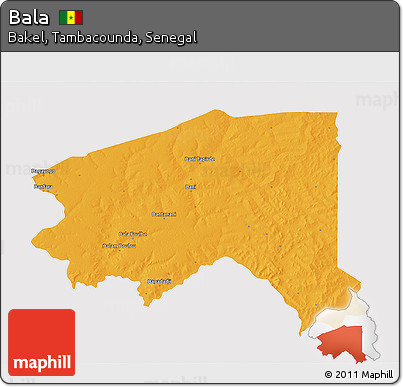 Political 3D Map of Bala, cropped outside
